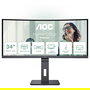 AOC CU34P3CV Monitor 34" Ultrawide Curvo (3440x1440, VA, 100Hz, 1ms, USB-C 65W, USB Hub, KVM, DisplayPort, HDMI, Altavoces)