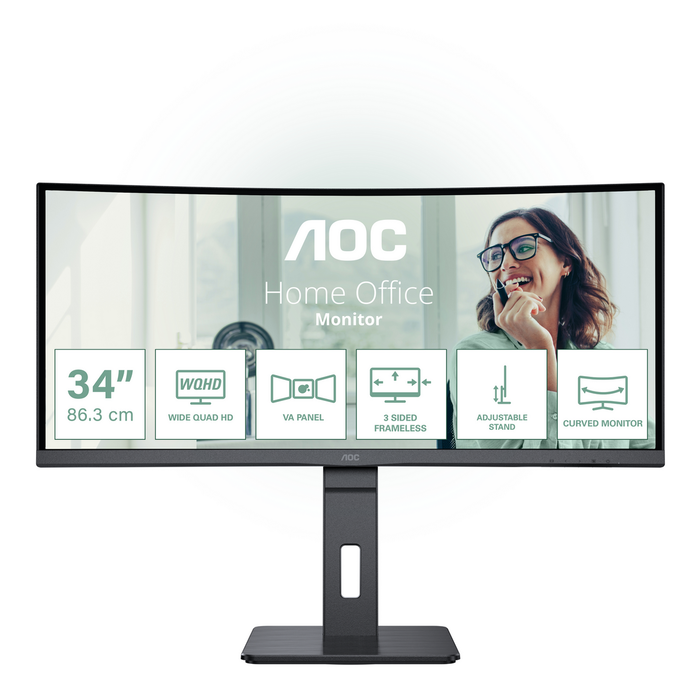 AOC CU34P3CV Monitor de 34 Pulgadas, UltraWide QHD, 1500R, 21:9, FreeSync, USB-C, Altavoces Integrados AOC CU34P3CV Monitor de 34 Pulgadas, UltraWide QHD, 1500R, 21:9, FreeSync, USB-C, Altavoces Integrados
