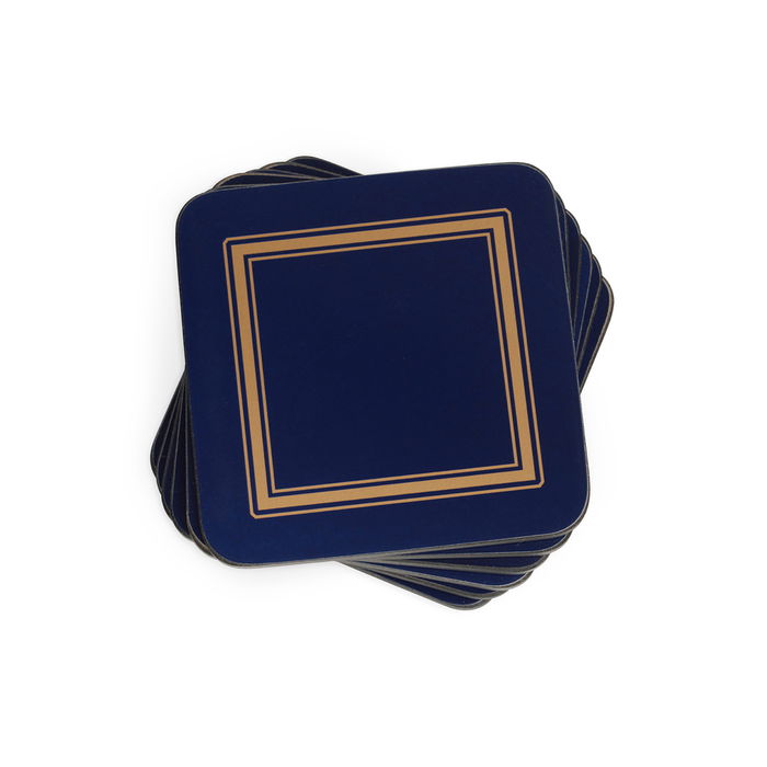 Portmeirion Set de 6 Posavasos Midnight 10.5x10.5 cm, Corcho, Resistentes al Calor y Manchas