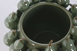 DKD Home Decor Jarrón Tropical Verde Gres Calabaza 30 x 30 x 23 cm