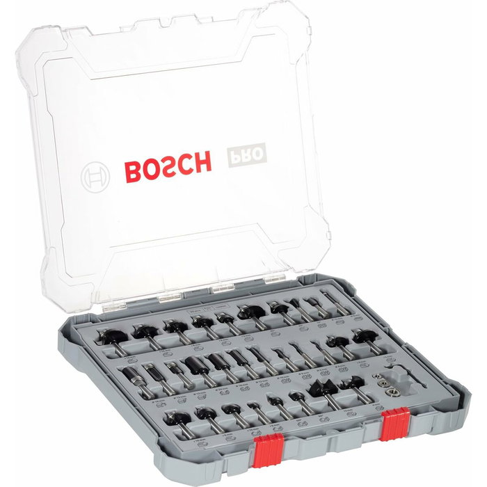 Bosch Professional Juego de 30 fresas mixtas con diámetro de vástago de 8 mm