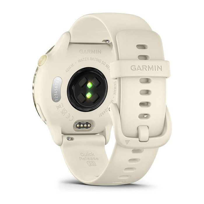 Garmin vivoactive 6 Reloj Deportivo con Pantalla AMOLED 1.2" GPS y Monitor Cardíaco, Blanco Hueso/Lunar Gold Aluminio