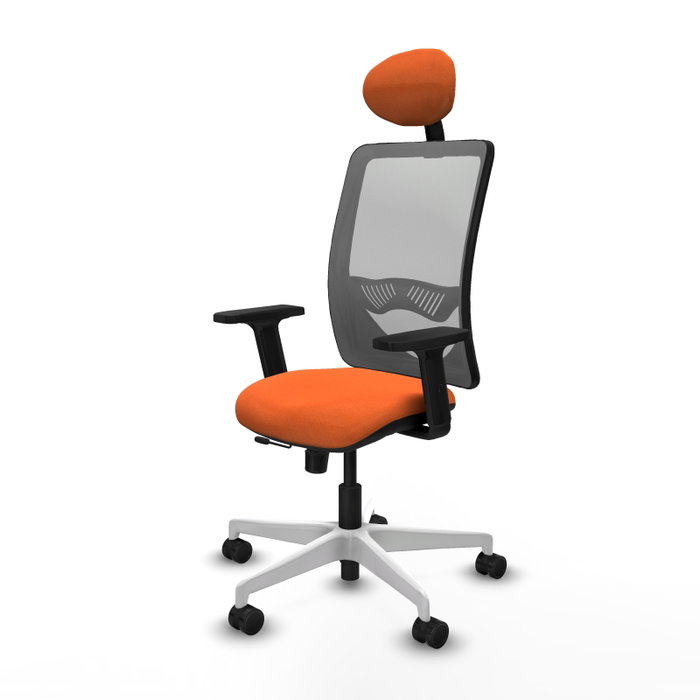 PIQUERAS Y CRESPO Silla de oficina Zulema con mecanismo Sincro/Traslack, Tela Naranja y Malla Gris