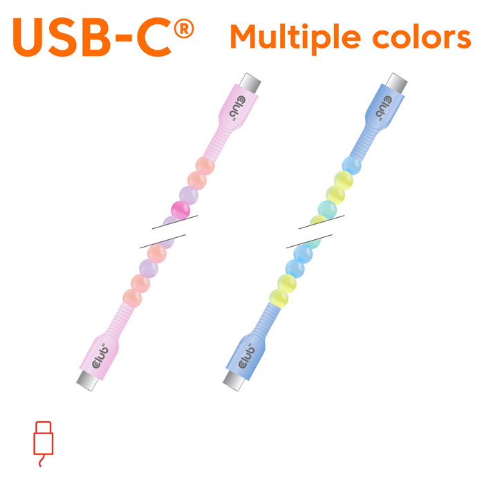 Club 3D Club3D Lifestyle USB-C a USB-C 2m Rosa PD60W 480Mbps Club 3D Club3D Lifestyle USB-C a USB-C 2m Rosa PD60W 480Mbps