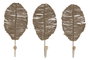 DKD Home Decor Perchero Pared Tropical Yute Metal Natural Set de 3 (2 Unidades) 4 x 26 x 12 cm