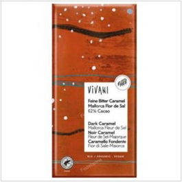 VIVANI Chocolate Negro 62% Cacao con Caramelo y Flor de Sal Ecológico Vegano Bio 80g
