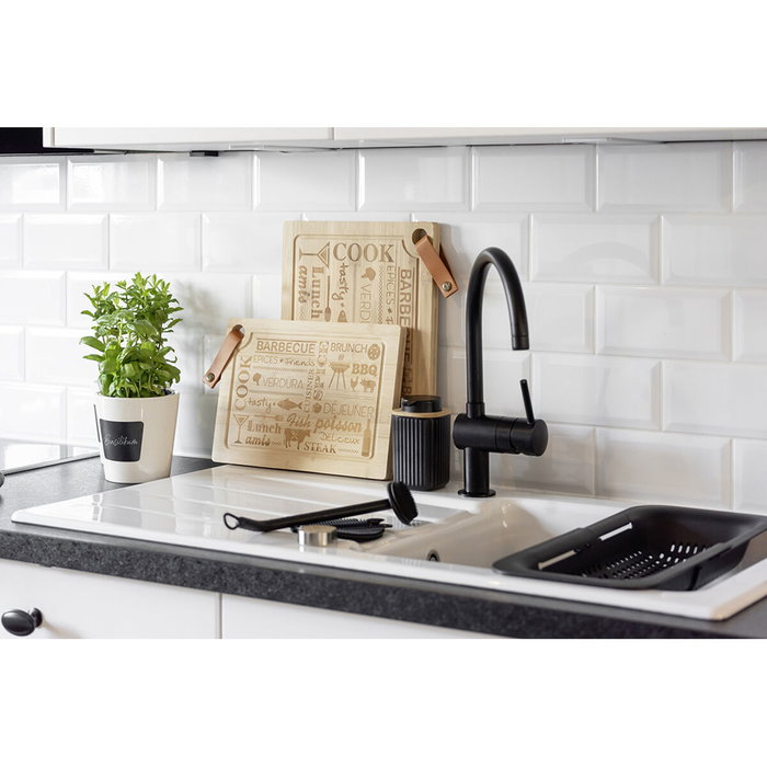 Wenko Escurreplatos Extensible Sievo 36,5 a 50 cm, Negro