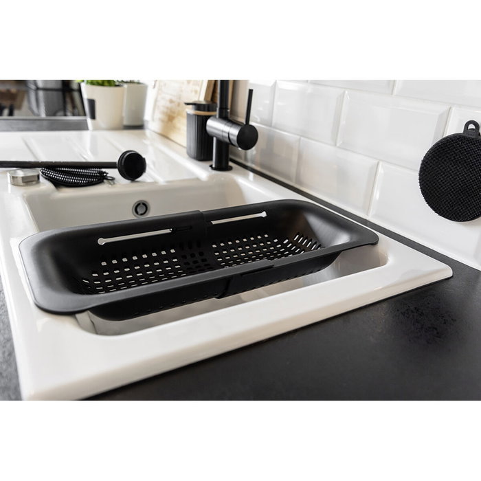 Wenko Escurreplatos Extensible Sievo 36,5 a 50 cm, Negro