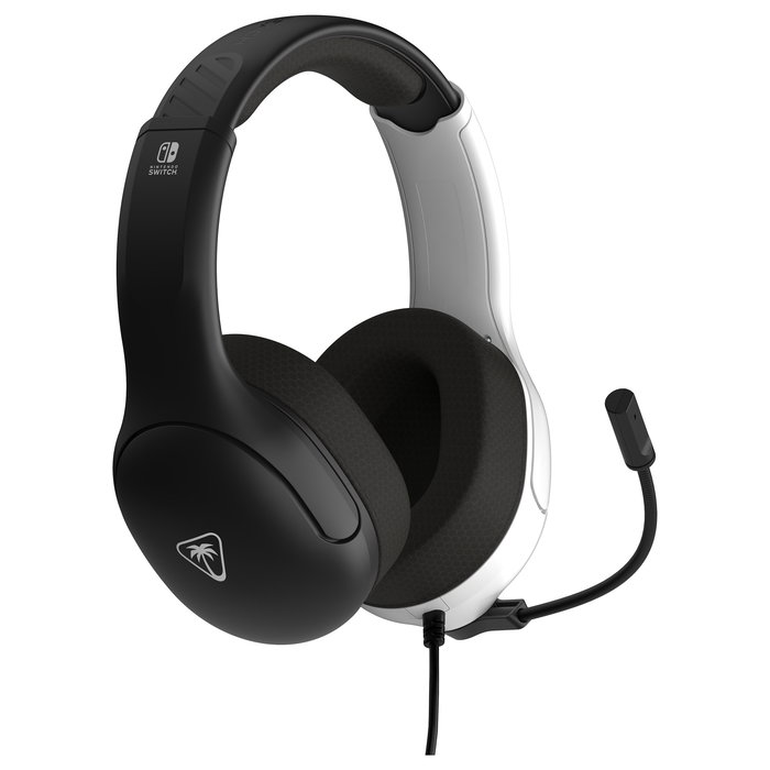 Turtle Beach Airlite Fit Auriculares Gaming con Cable, Licencia Oficial Nintendo Switch/Switch Lite/Switch OLED, Color Negro y Blanco, Circumaural, 20-20000 Hz