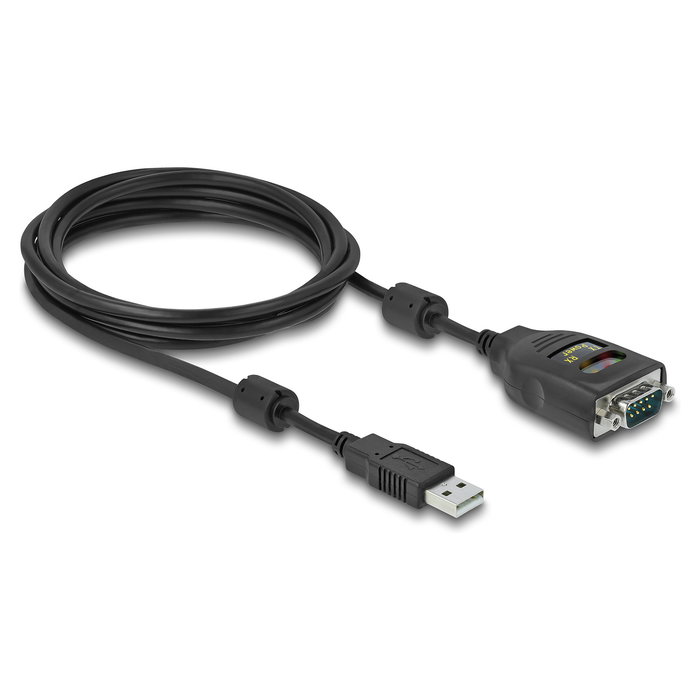 DeLOCK Adaptador USB 2.0 a Serie RS-232 DB9 2.5kV Aislamiento Galvánico, 2m Cable, Compatible con Windows 10/11 y Mac OS