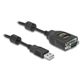 DeLOCK Adaptador USB 2.0 a Serie RS-232 DB9 2.5kV Aislamiento Galvánico, 2m Cable, Compatible con Windows 10/11 y Mac OS