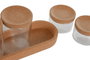 DKD Home Decor Set de 5 Botes de Borosilicato y Corcho para Algodón