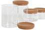 DKD Home Decor Set de 5 Botes de Borosilicato y Corcho para Algodón