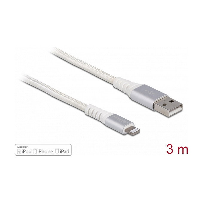 DeLOCK Cable USB de datos y carga DuPont™ Kevlar® blanco 3 m DeLOCK Cable USB de datos y carga DuPont™ Kevlar® blanco 3 m