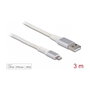 DeLOCK Cable USB de datos y carga DuPont™ Kevlar® blanco 3 m