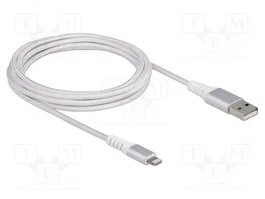 DeLOCK Cable USB de datos y carga DuPont™ Kevlar® blanco 3 m para iPhone™, iPad™ e iPod™