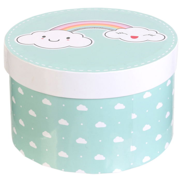 Home Deco Kids Caja Con Compartimentos para Guardar Recuerdos y Pequeños Tesoros, Ilustraciones Variadas (Estrella, Unicornio, Arcoíris), 20x12.5 cm