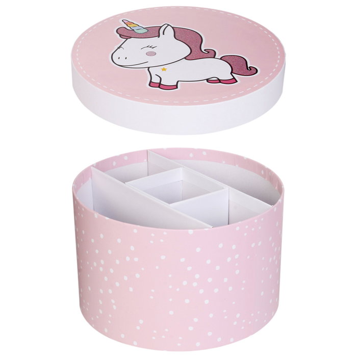 Home Deco Kids Caja Con Compartimentos para Guardar Recuerdos y Pequeños Tesoros, Ilustraciones Variadas (Estrella, Unicornio, Arcoíris), 20x12.5 cm