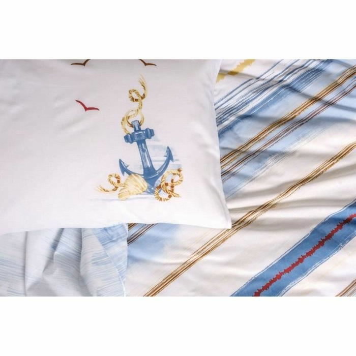 Aucune Juego de cama Azul con 1 funda nórdica y 2 fundas de almohada, 100% algodón