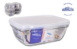 Duralex Fiambrera Rectangular 1.7L - 21.5 x 16.5 x 8 cm con Tapa Transparente (6 Unidades)