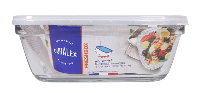 Duralex Fiambrera Rectangular 1.7L - 21.5 x 16.5 x 8 cm con Tapa Transparente (6 Unidades)