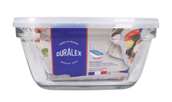 Duralex Fiambrera Rectangular 1.7L - 21.5 x 16.5 x 8 cm con Tapa Transparente (6 Unidades)