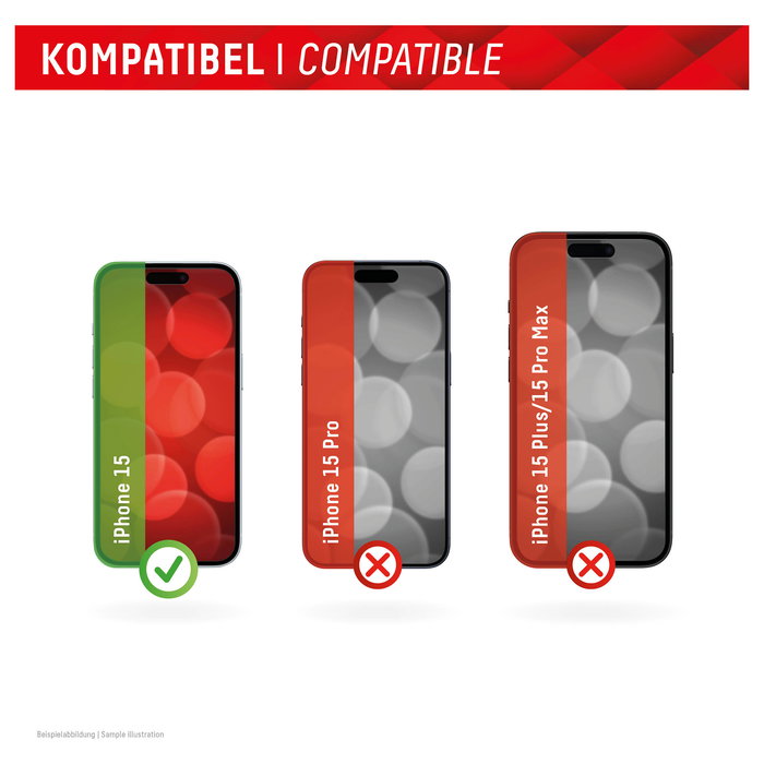 Displex Protector de Pantalla de Cristal Templado 10H para iPhone 15 - Resistente a Impactos y Rayones, Transparente, Aplicación en Seco Sin Burbujas