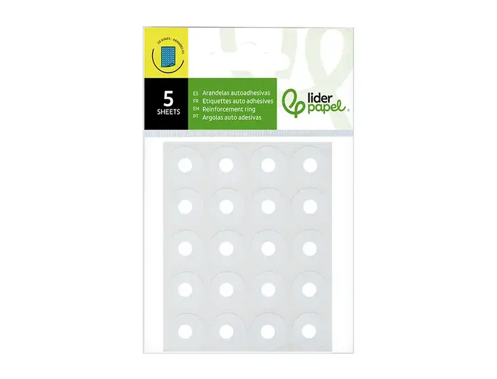 Liderpapel Arandela autoadhesiva blanca blister de 100 unidades