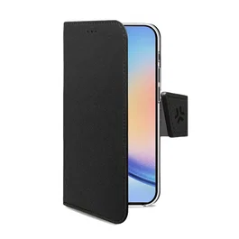 Celly WALLY1063 - Funda cartera con soporte, imitación piel, Negro, para Samsung Galaxy A35 5G, 6.6" (16.8 cm), con 3 bolsillos para tarjetas