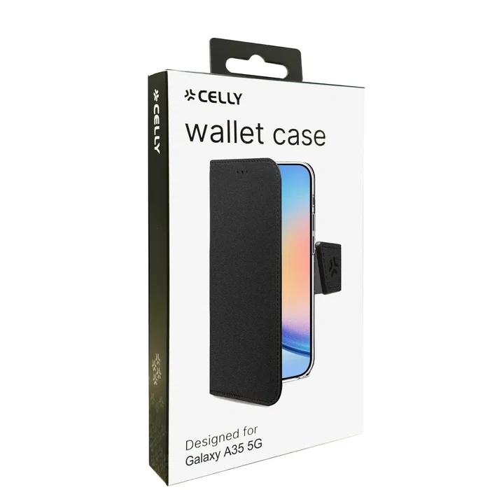 Celly WALLY1063 - Funda cartera con soporte, imitación piel, Negro, para Samsung Galaxy A35 5G, 6.6" (16.8 cm), con 3 bolsillos para tarjetas Celly WALLY1063 - Funda cartera con soporte, imitación piel, Negro, para Samsung Galaxy A35 5G, 6.6" (16.8 cm), con 3 bolsillos para tarjetas