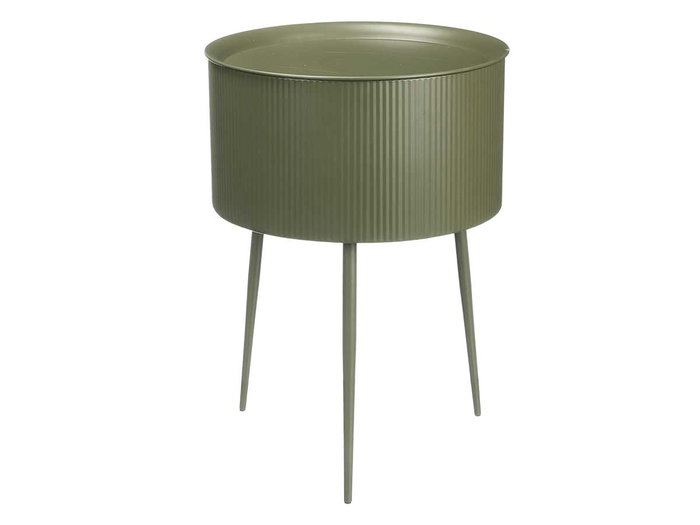 Giftdecor Mesa Auxiliar Redonda Base Verde Metal 40x40x57 cm