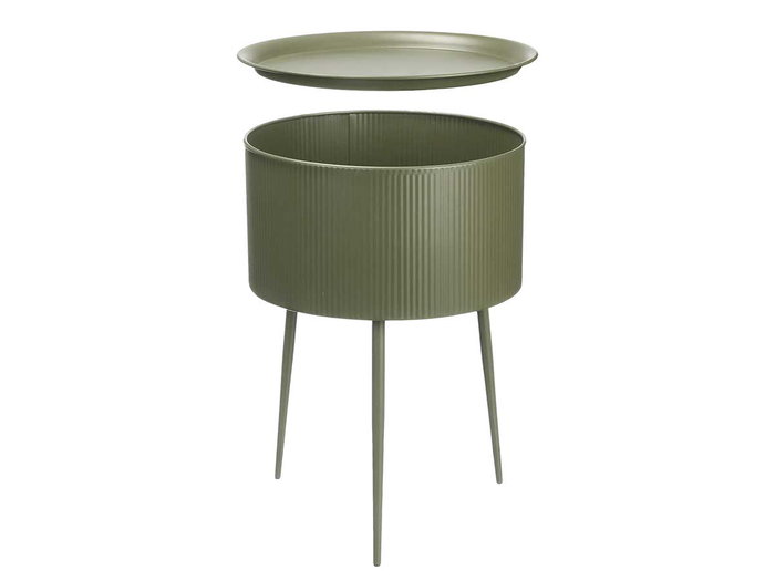 Giftdecor Mesa Auxiliar Redonda Base Verde Metal 40x40x57 cm