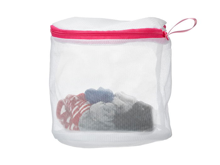 Kipit Set 2 Bolsas Lavadora Sujetador Plástico Poliéster Rosa Morado 19x29x2.5 cm (Set de 24)