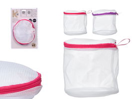 Kipit Set 2 Bolsas Lavadora Sujetador Plástico Poliéster Rosa Morado 19x29x2.5 cm (Set de 24)