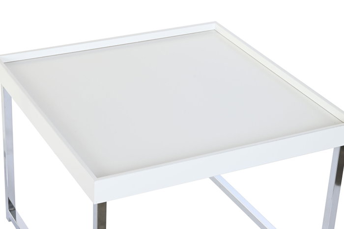 DKD Home Decor Set de 2 Mesas de Centro Acero y MDF Blanco y Plateado