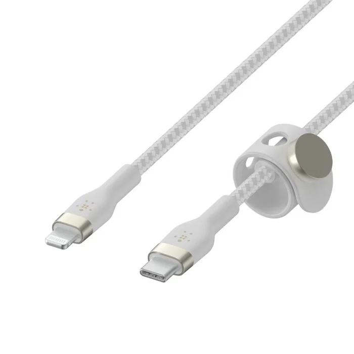 Belkin CAA011BT3MWH Cable USB-C a Lightning 3m Blanco Silicona para iPhone, iPad y AirPods - Compatible con iPhone 13, 12, 11, X, SE, iPad Pro, Air, Mini
