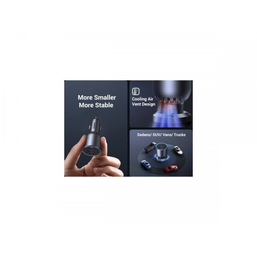 UGREEN Cargador Rápido para Coche 130W 3 Puertos, Gris UGREEN Cargador Rápido para Coche 130W 3 Puertos, Gris
