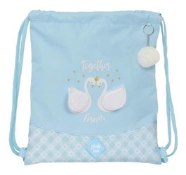 Bolsa Mochila con Cuerdas Glow Lab Cisnes Azul 35 x 40 x 1 cm