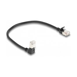 DeLOCK Cable de red RJ45 Cat.6A S/FTP Slim 90° acodado/recto 0,25 m Negro
