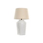 DKD Home Decor Lámpara de Sobremesa de Porcelana y Lino Blanco 45x45x75,5 cm