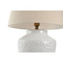 DKD Home Decor Lámpara de Sobremesa de Porcelana y Lino Blanco 45x45x75,5 cm