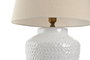 DKD Home Decor Lámpara de Sobremesa de Porcelana y Lino Blanco 45x45x75,5 cm