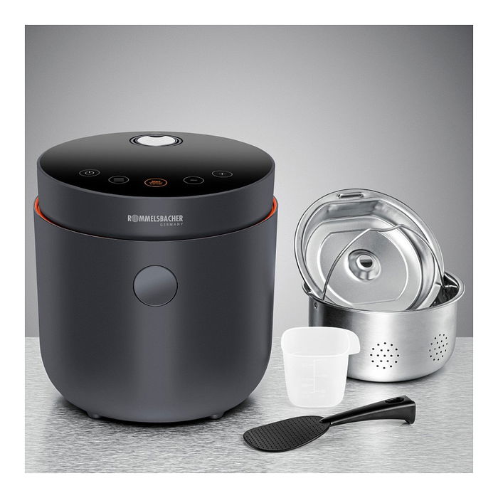 Rommelsbacher MRK 500 Reiskocher Arrocera 2 L 500 W Grafito Tocar LED Cocción al Vapor