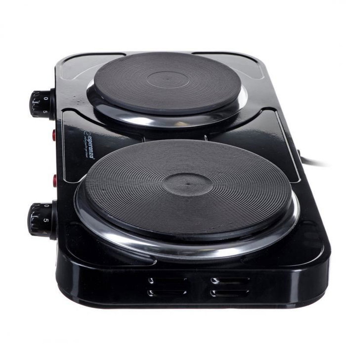Esperanza EKH014K Placa Eléctrica 2 Zonas 2500W, Negro - Placa Eléctrica Portátil Compacta para Cocinar sin Gas, 48x23.5cm