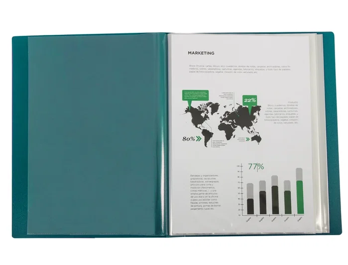 Liderpapel Carpeta Verde con 80 Fundas DIN A4 y Lomo Personalizable Liderpapel Carpeta Verde con 80 Fundas DIN A4 y Lomo Personalizable