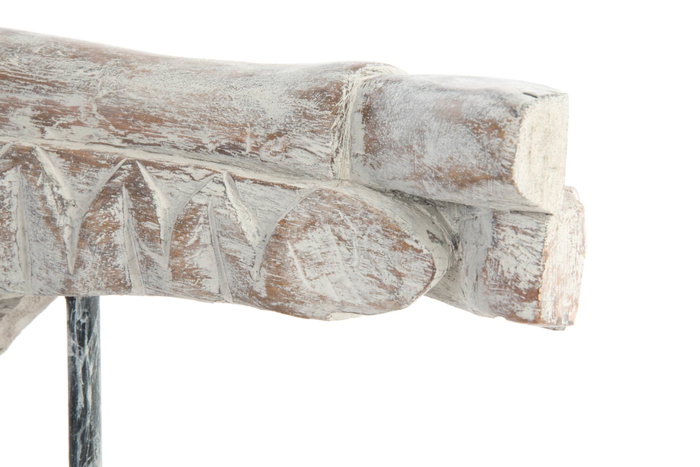 DKD Home Decor Figura de Buda de Madera Decapé Blanco 78x9x28 cm