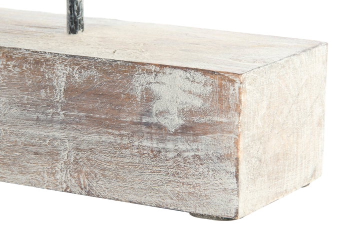 DKD Home Decor Figura de Buda de Madera Decapé Blanco 78x9x28 cm