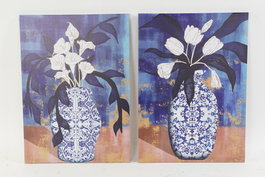 DKD Home Decor Cuadro Lienzo Pino 50x1,8x70 Jarrón Surtido de 2