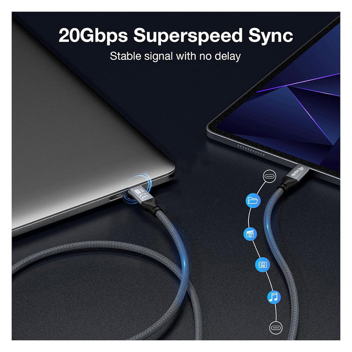 Equip Cable USB-C 3.2 Gen 2x2, USB-C a USB-C 1 m, 20 Gbps, Carga Rápida PD 240W, Video 4K 240Hz HDR, Negro