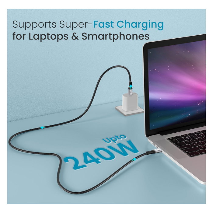 Equip Cable USB-C 3.2 Gen 2x2, USB-C a USB-C 1 m, 20 Gbps, Carga Rápida PD 240W, Video 4K 240Hz HDR, Negro